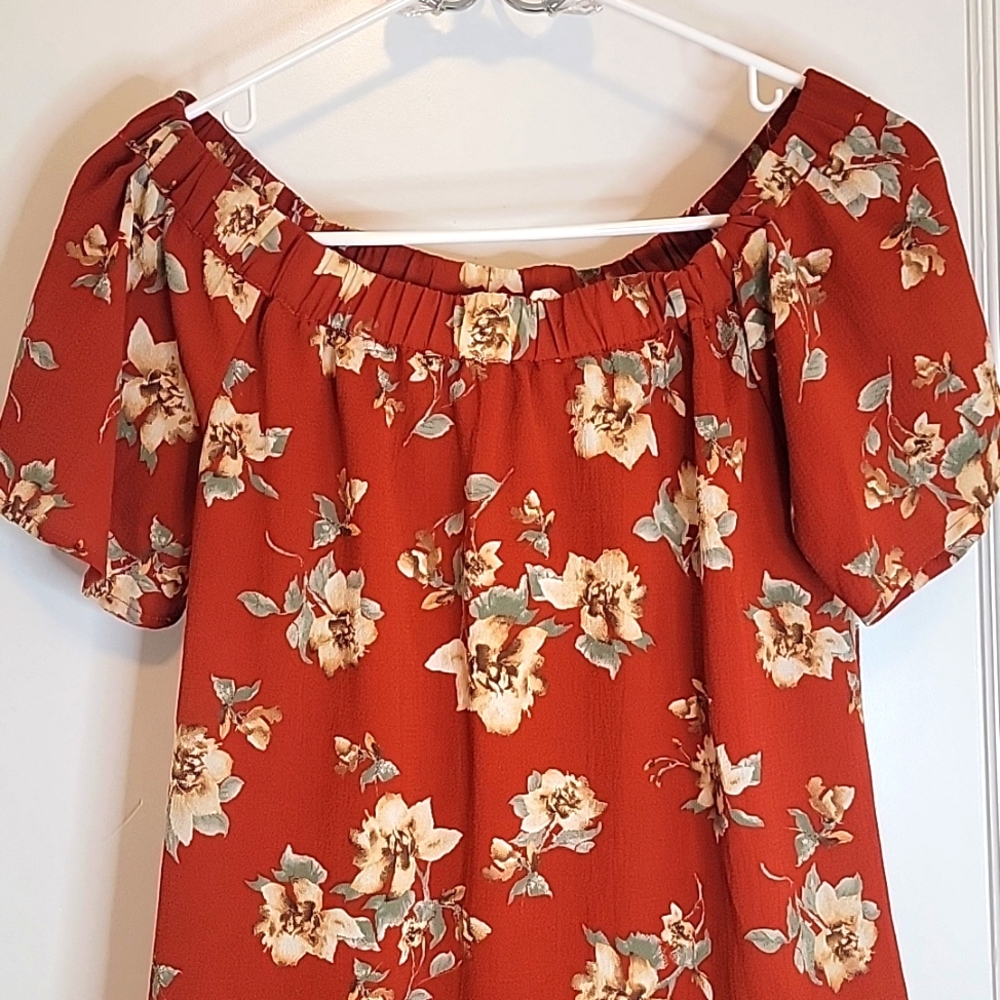Sweet Wanderer Burnt Orange Floral Bouse-Size M